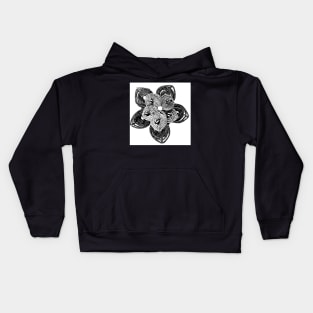 Striking beaded black and white floral work Kids Hoodie